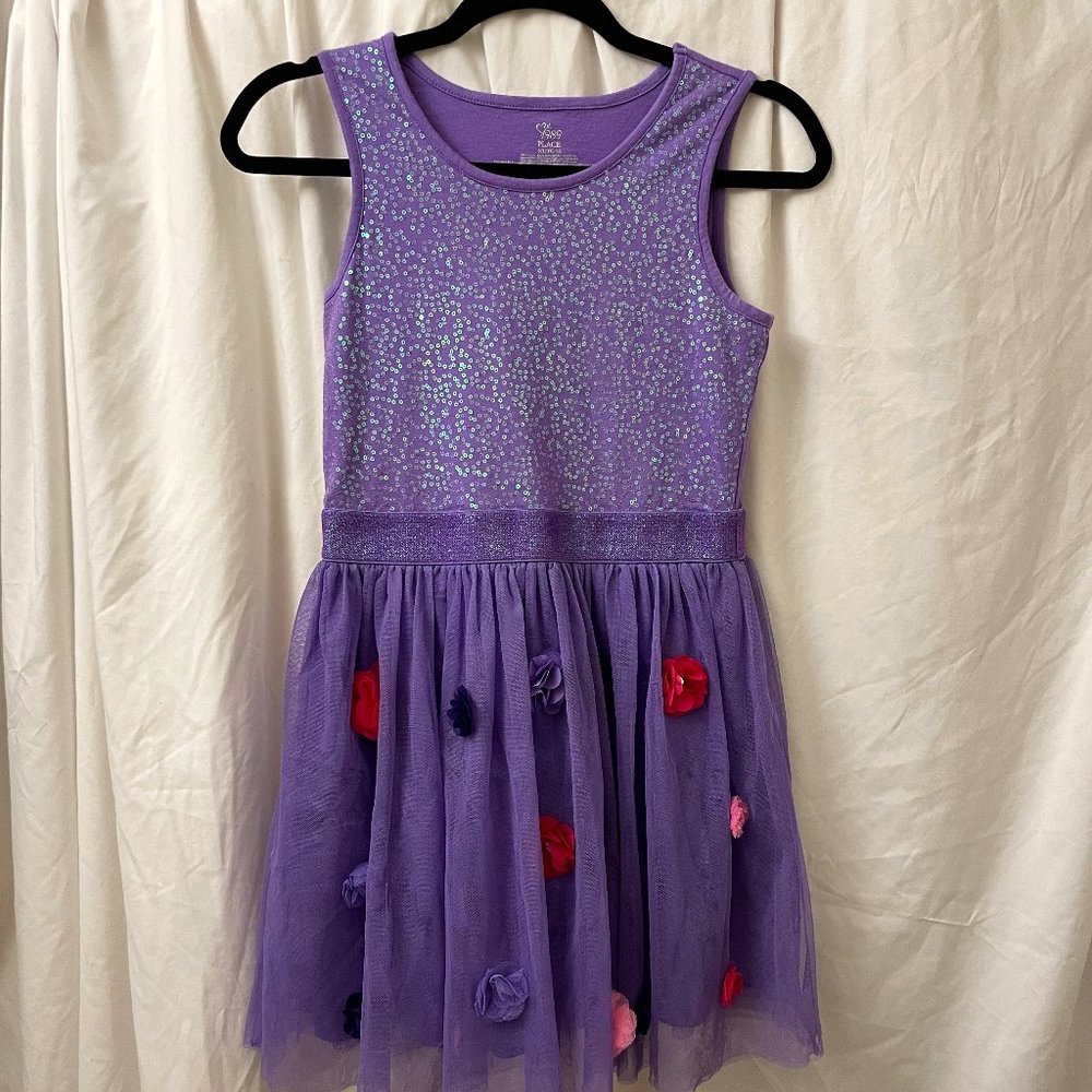 Est. 1989 Place Purple Flower Sequin Tulle Layer Dress